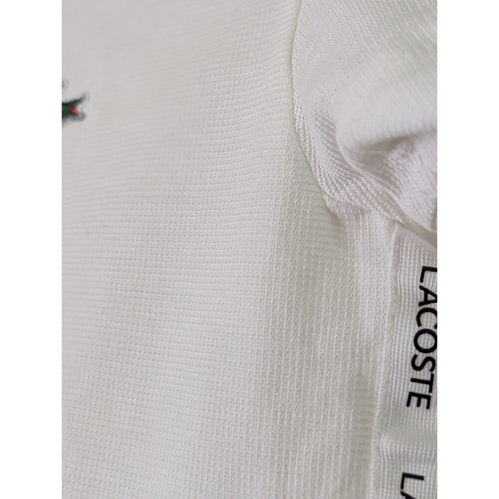 Lacoste Sport Polo Shirt Youth Boys 10Y White Yellow Preppy Classic Logo - Picture 3 of 7